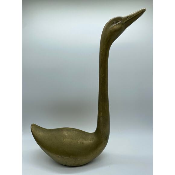 Mid Century Large Brass Swan Geese Bird Pair 16" Figurine Decor - Picture 2 of 16
